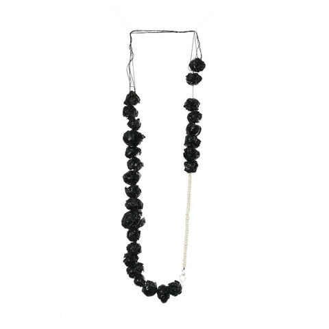 elegant necklace with pearls, silver and black paper.Art jewellery online store. by Izabella Petrut