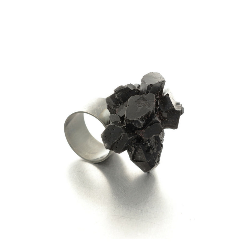 Wide black resin ring