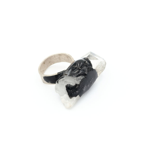 elegant chunky ring with Quartz, handmade by Izabella Petrut