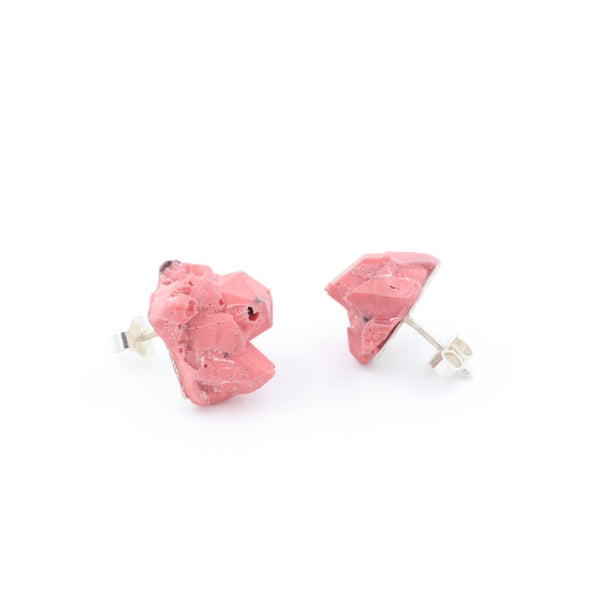 minimal pink earrings in silver and resin, by Izabella Petrut, gift ideas