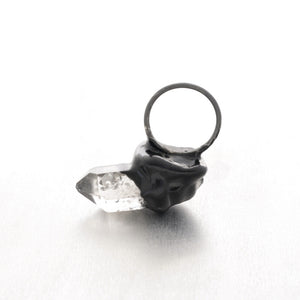 Off Center Dramatic ring with Quartz, by Izabella Petrut jewellery Vienna, shop online 