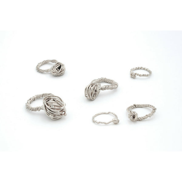 one of a kind handmade sculptural wearable art, silver rings. 
