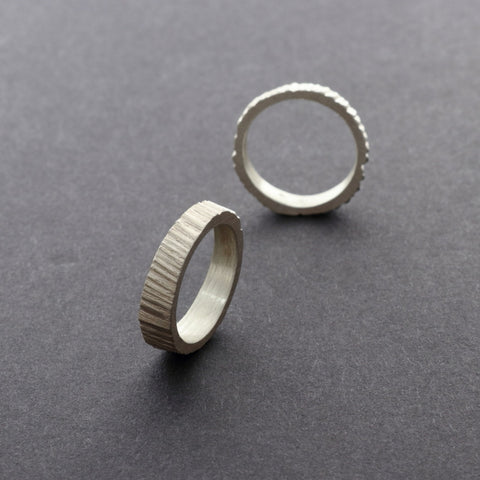 Stackable unique unisex silver rings with smooth inside