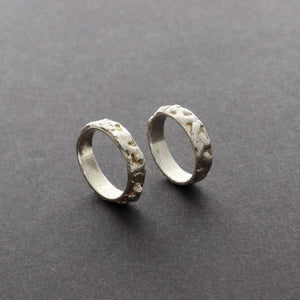 Stackable unisex organic silver rings. Men jewellery design Vienna