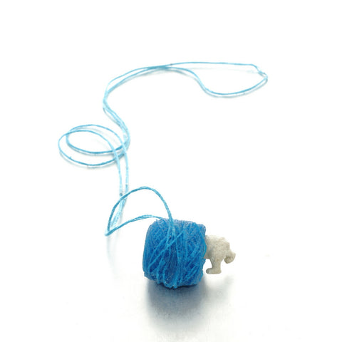 polar bear blue animal necklace, handmade statement jewellery design by Izabella Petrut