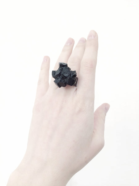 Wide black resin ring