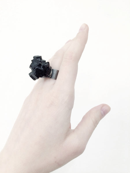 Wide black resin ring