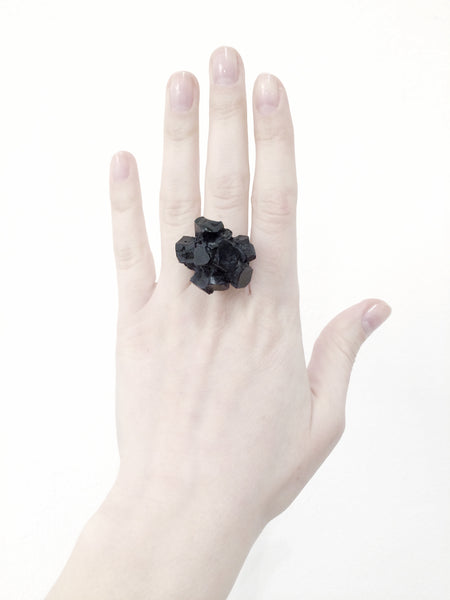 Wide black resin ring