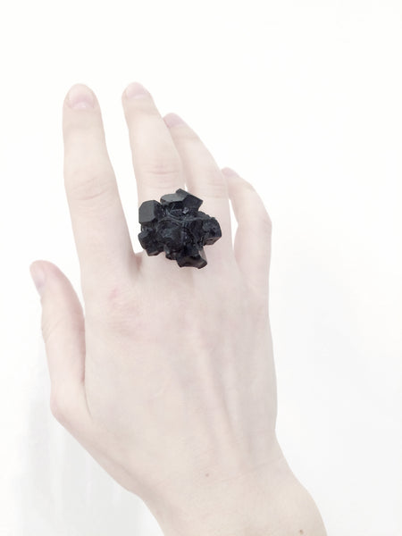 Wide black resin ring