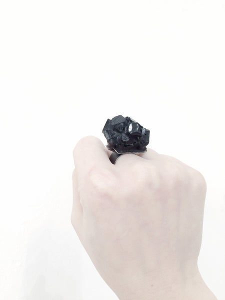 Wide black resin ring